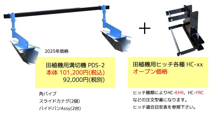 水田用溝切機(田植機アタッチメント溝切機) PDS-2 | 製品紹介 | 株式会社美善